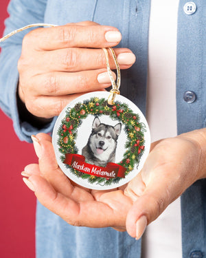 Alaskan Malamute-Noel Circle-Two Sided Ornament