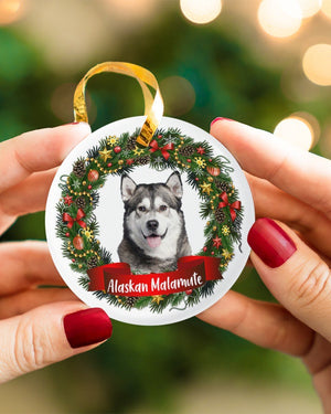 Alaskan Malamute-Noel Circle-Two Sided Ornament