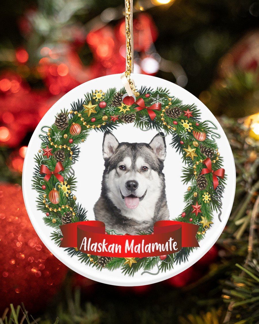 Alaskan Malamute-Noel Circle-Two Sided Ornament