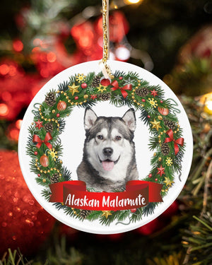 Alaskan Malamute-Noel Circle-Two Sided Ornament