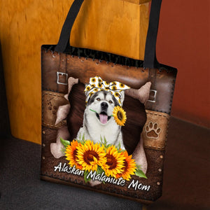 Alaskan Malamute-Sunflower&Dog Mom Cloth Tote Bag