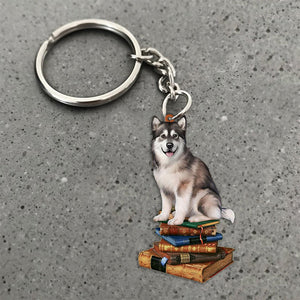 Alaskan Malamute-Sit On The Book-Flat Acrylic Keychain