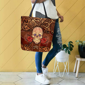 Alaskan Malamute Skull Flower Cloth Tote Bag