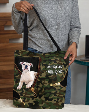 American Bulldog Camo Cloth Tote Bag