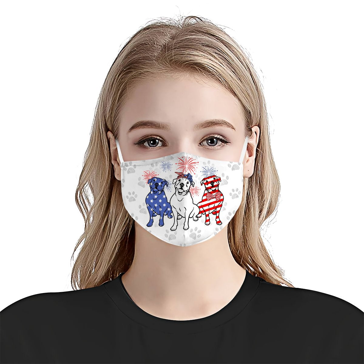 American Pitbull Terrier 4th Of July EZ01 1405 Face Mask