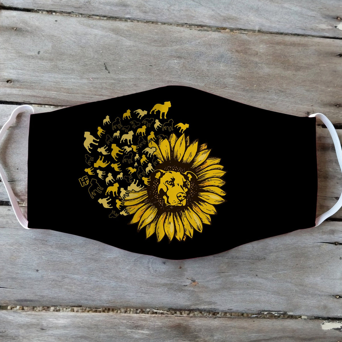 Pitbull Dog Sunflower Leaf EZ01 2404 Face Mask