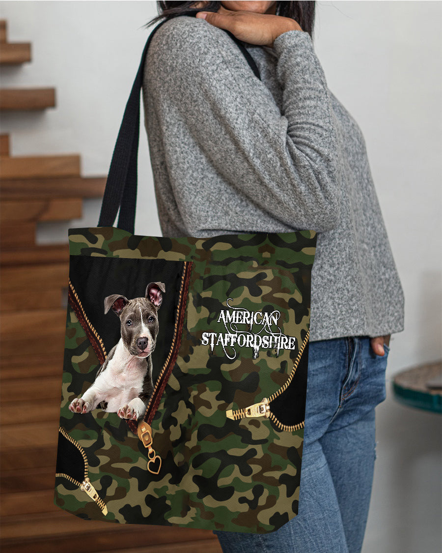 American Staffordshire Camo Cloth Tote Bag