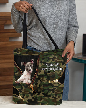 American Staffordshire Camo Cloth Tote Bag