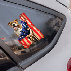 American Bulldog-American Flag Front Car Sticker