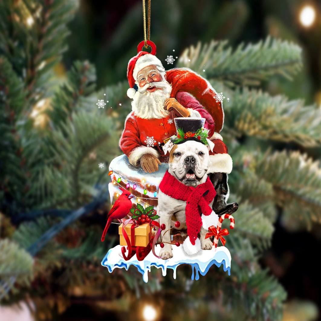 American Bulldog-Christmas Chimney Two Sided Ornament