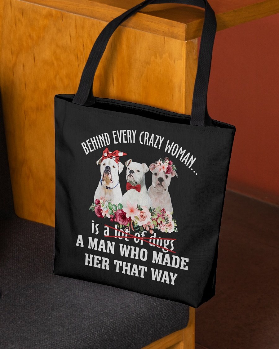 American Bulldog-Crazy Woman Cloth Tote Bag