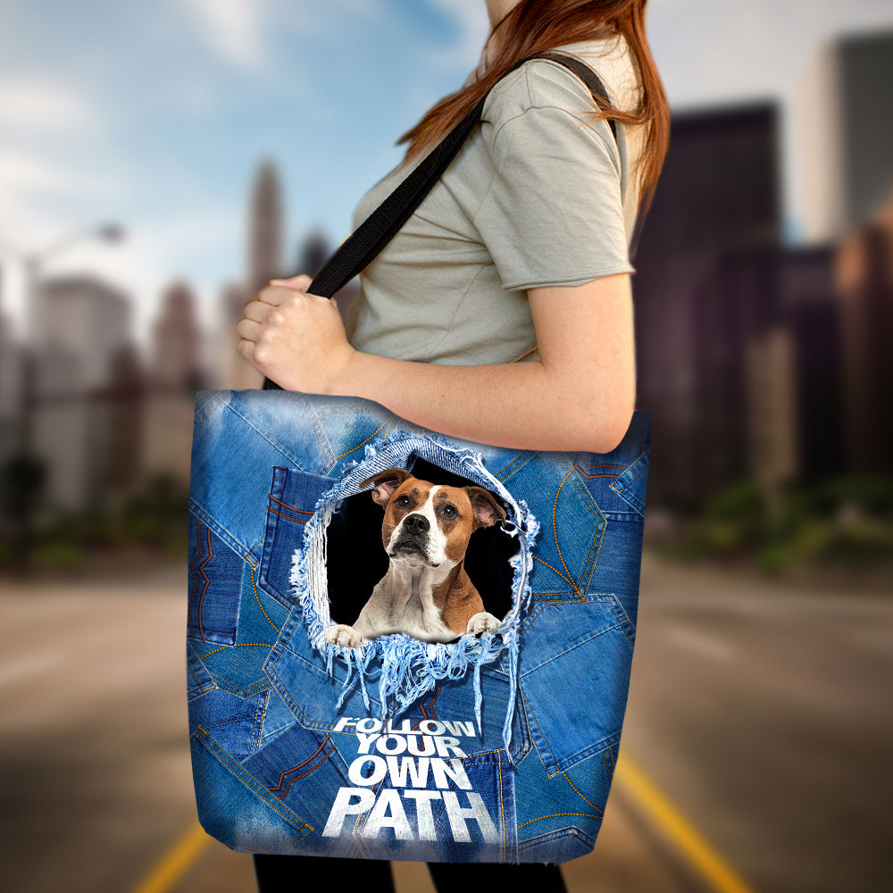 American Bulldog -Follow Your Own Path-Cloth Tote Bag