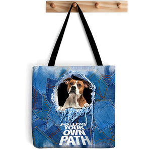 American Bulldog -Follow Your Own Path-Cloth Tote Bag