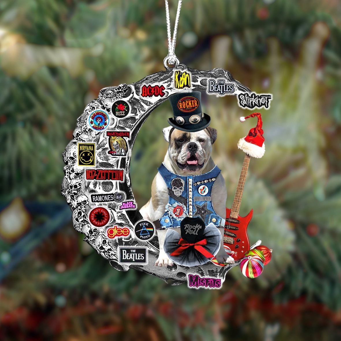 American Bulldog-Metal Rock in Christmas Two Sided Ornament