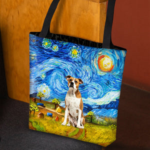 American Bulldog-Oil Painting-Cloth Tote Bag