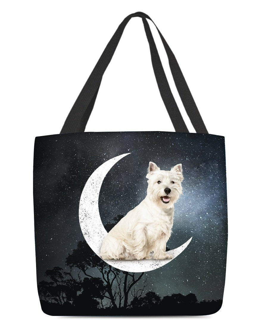 West Highland White Terrier 2-Sit On The Moon-Cloth Tote Bag