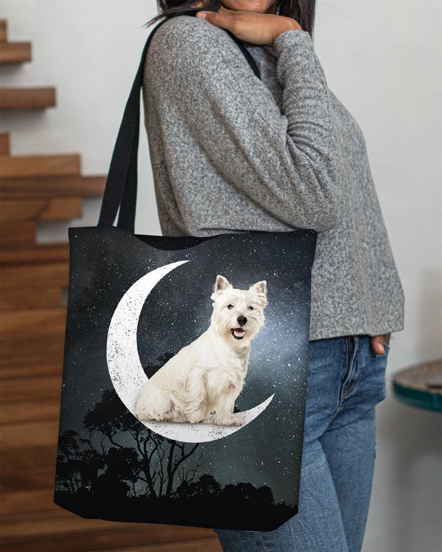 West Highland White Terrier 2-Sit On The Moon-Cloth Tote Bag
