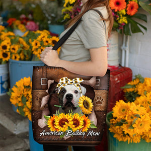 American Bulldog-Sunflower&Dog Mom Cloth Tote Bag