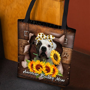 American Bulldog-Sunflower&Dog Mom Cloth Tote Bag