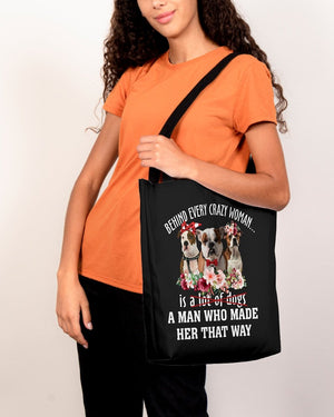 American Bulldog 1-Crazy Woman Cloth Tote Bag