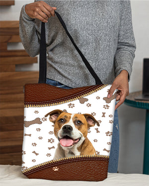 American Bulldog -Zipper Texture-Cloth Tote Bag