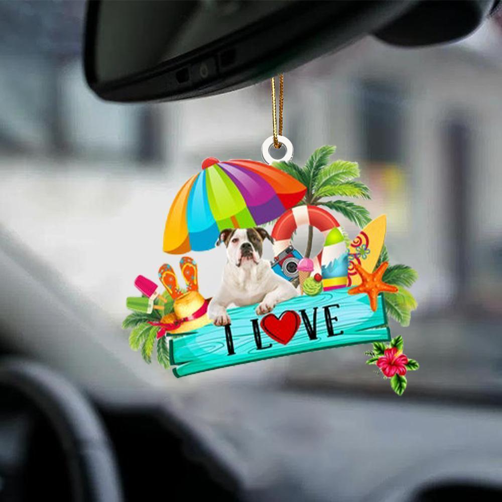 American Bulldog-I Love Summer-Two Sided Ornament