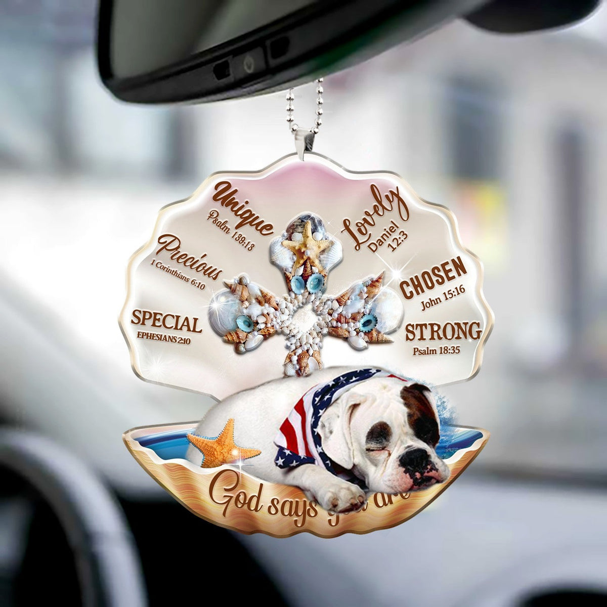 American Bulldog-You Are Cross In Seashell-Two sides ornament
