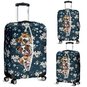 American Bulldog-Flowers-Luggage covers