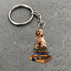 American Cocker Spaniel-Sit On The Book-Flat Acrylic Keychain