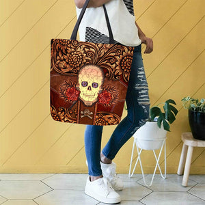 American Eskimo 2 Skull Flower Cloth Tote Bag