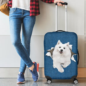 American Eskimo Dog-Torn Paper Luggage Covers