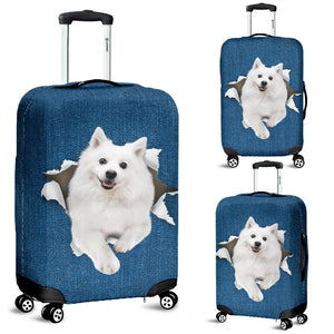 American Eskimo Dog-Torn Paper Luggage Covers