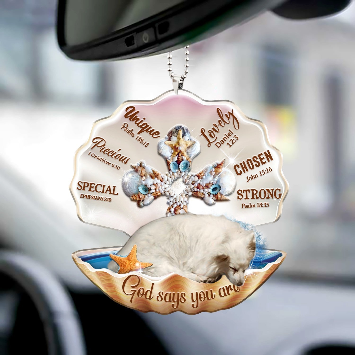 American Eskimo-You Are Cross In Seashell-Two sides ornament