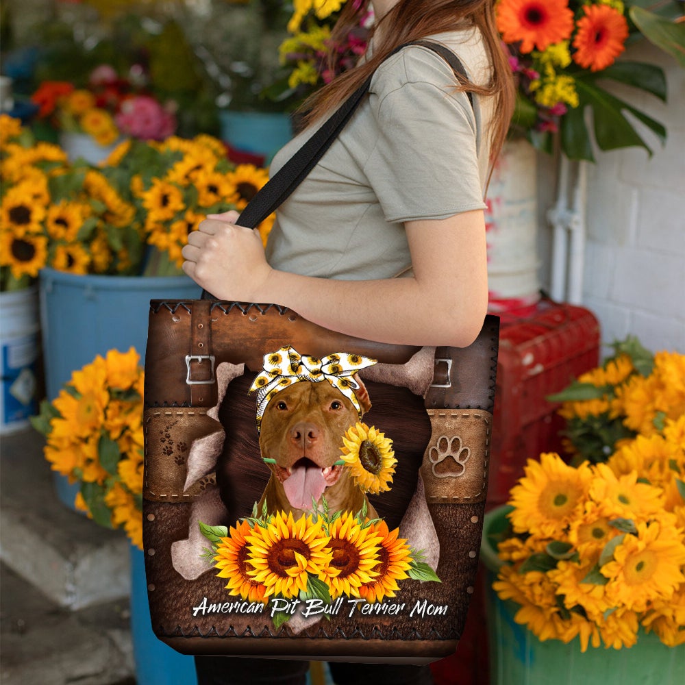 American Pit Bull Terrier-Sunflower&Dog Mom Cloth Tote Bag