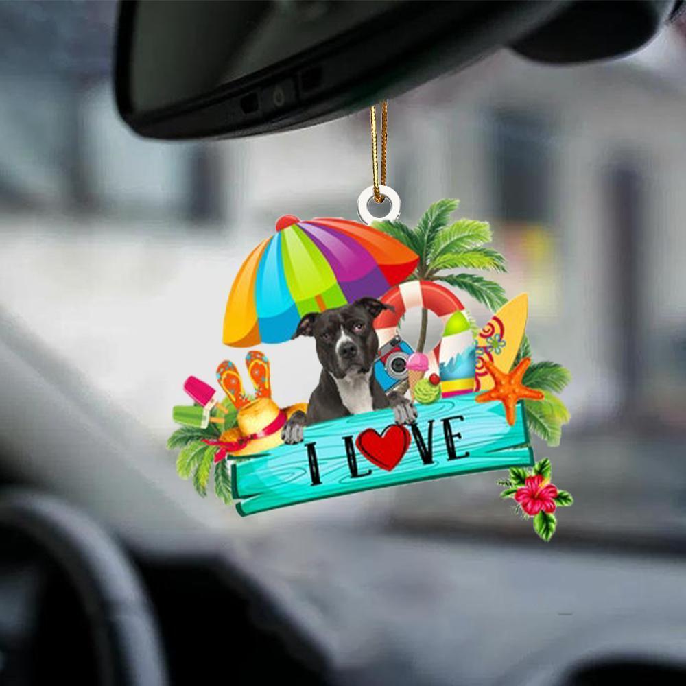 American Pit Bull-I Love Summer-Two Sided Ornament