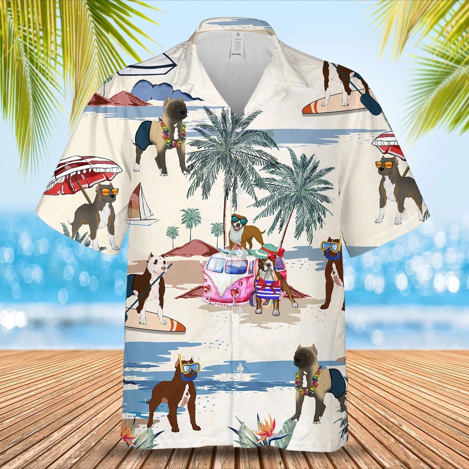 American Pit Bull Terrier Summer Beach Hawaiian Shirt