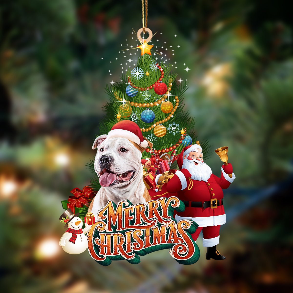 American Staffordshire Terrier-Christmas Tree&Dog Hanging Ornament