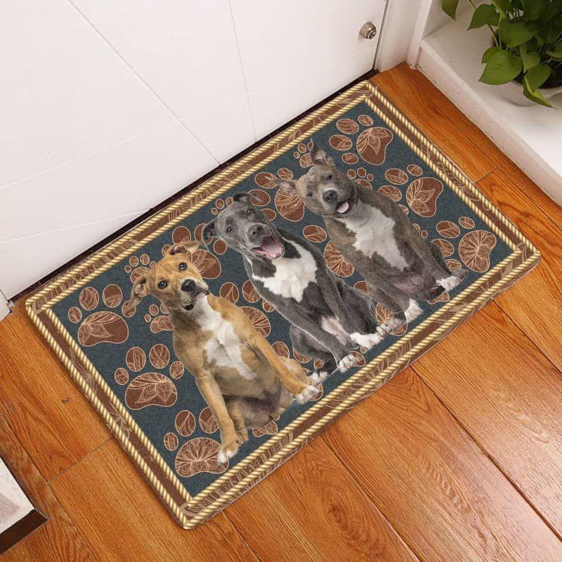 American Staffordshire Terrier-Flower Paw Doormat