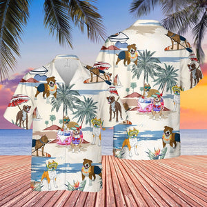 American Staffordshire Terrier Summer Beach Hawaiian Shirt