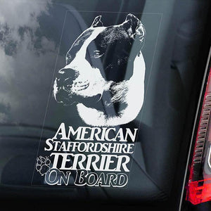 American Staffordshire Terrier on Board-Car Window Sticker-Dog Sign Decal