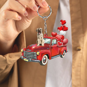 Anatolian Shepherd-Red Sports Car flat Acrylic Keychain