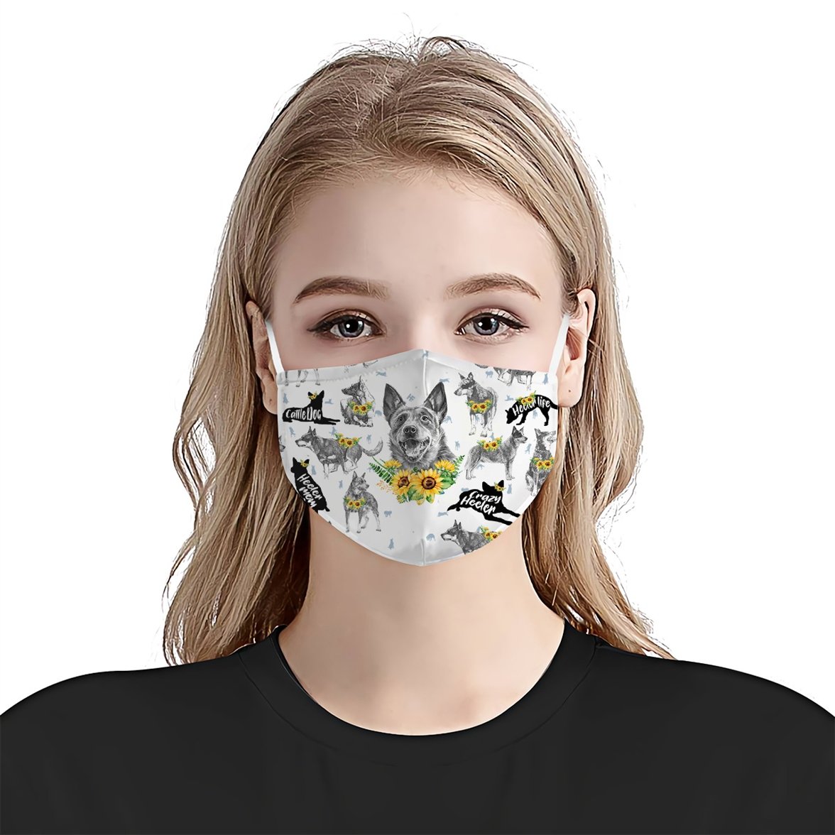 Australian Cattle Dog Sunflower EZ07 0207 Face Mask