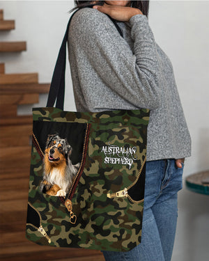 Australian Shepherd blue merle Camo Cloth Tote Bag