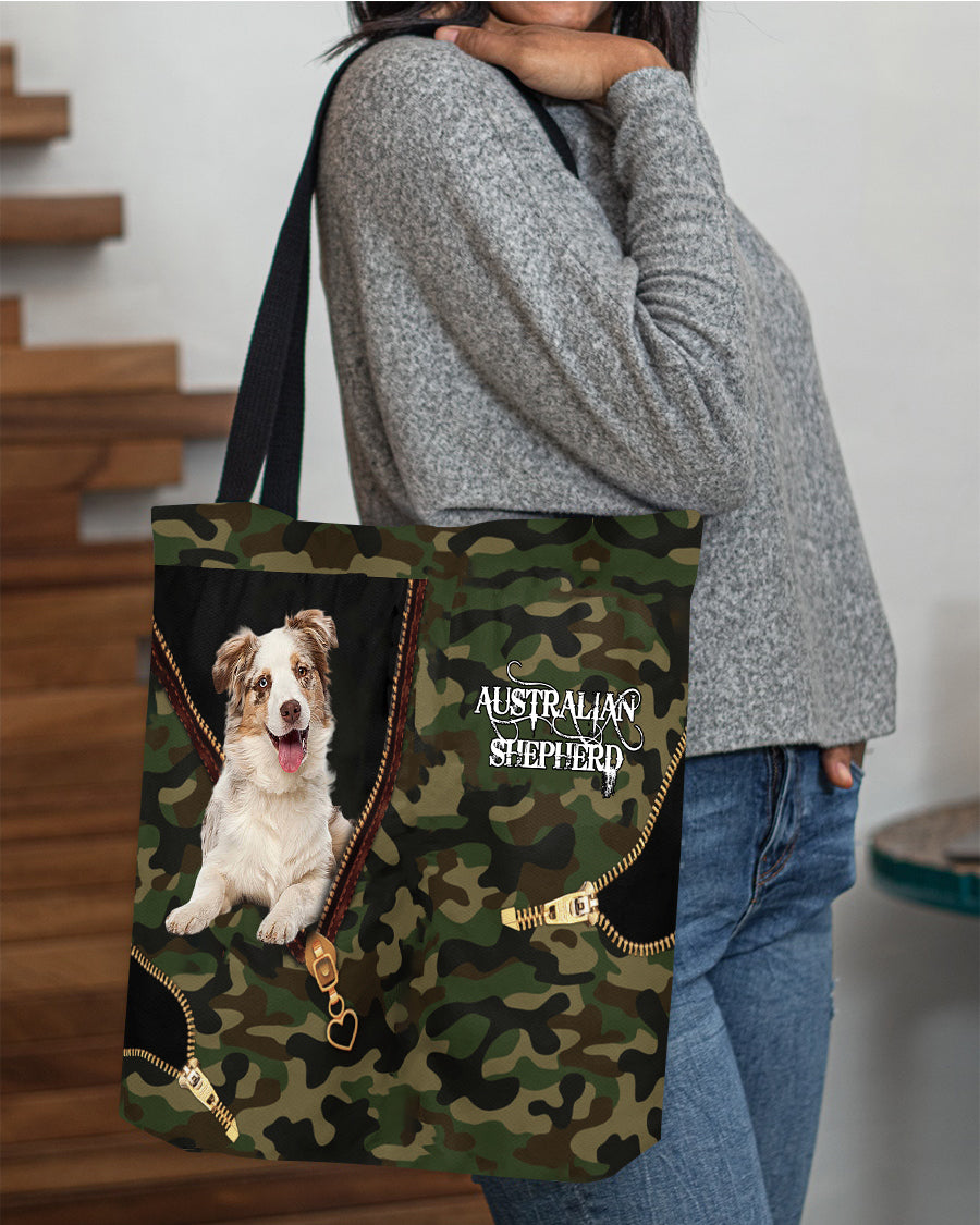 Australian-Shepherd Camo Cloth Tote Bag