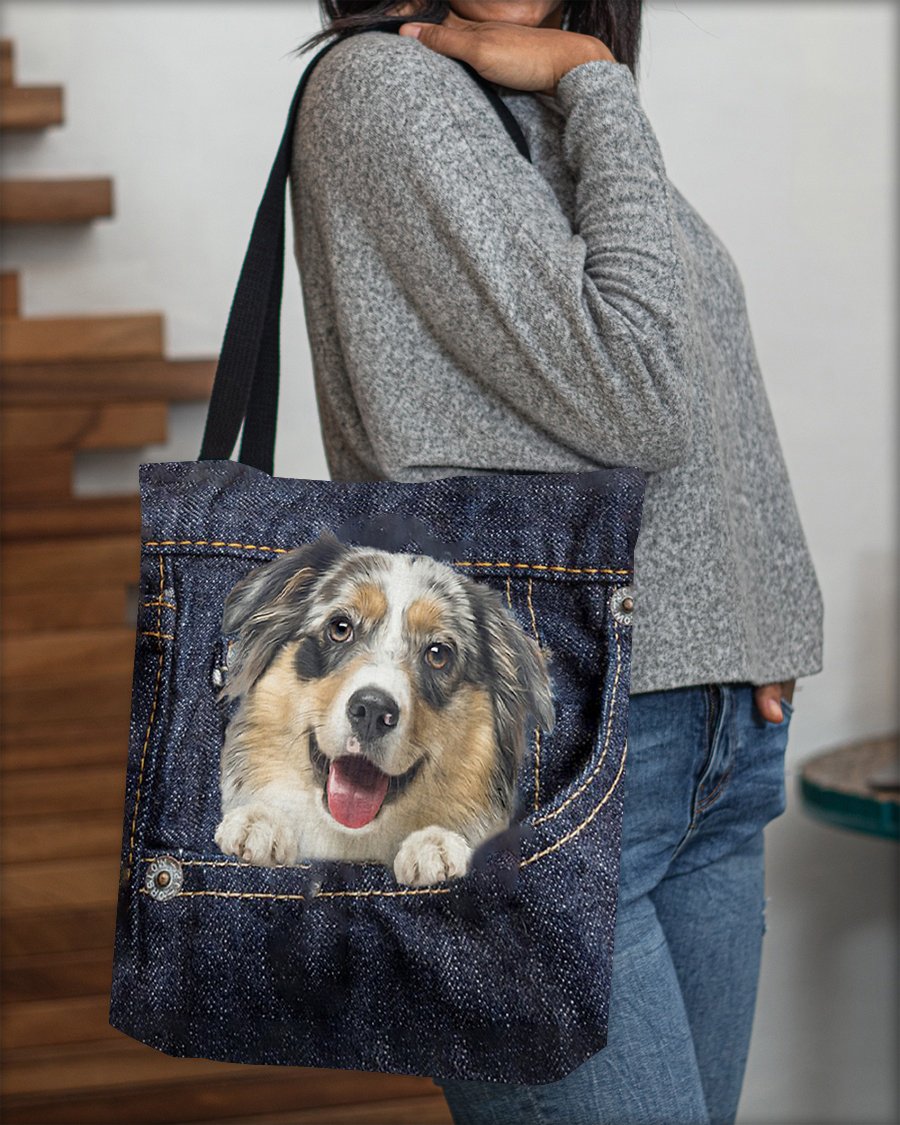 Australian Shepherd1-Dark Denim-Cloth Tote Bag