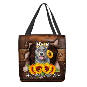 Australian Cattle-Sunflower&Dog Mom Cloth Tote Bag