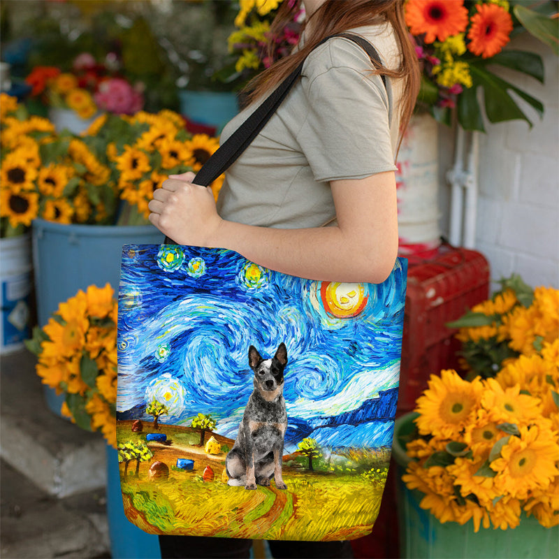 Australian Cattle Dog-Oil Painting-Cloth Tote Bag