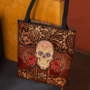 Australian Cattle Dog Skull Flower Cloth Tote Bag