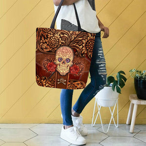 Australian Cattle Dog Skull Flower Cloth Tote Bag