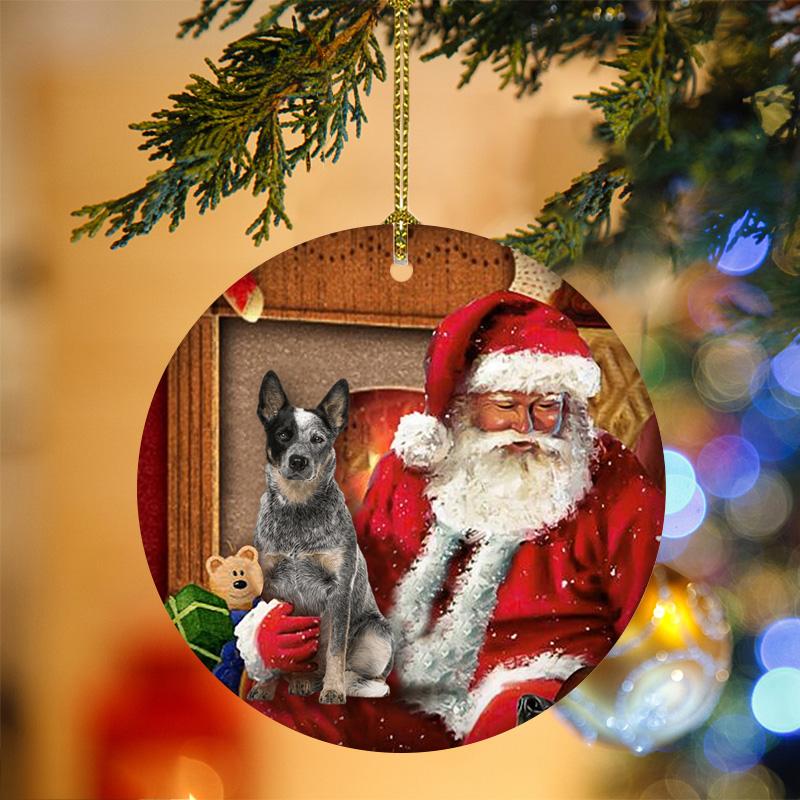 Australian Cattle Dog With Santa Christmas Ornament